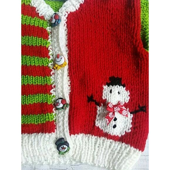 9/12m Handmade Snowman Cardigan - Picture 2 of 4